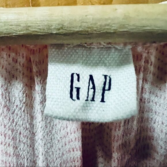 Gap pink white curved hem ruffle scoopneck long sleeve oversized shirt top S - Picture 6 of 7